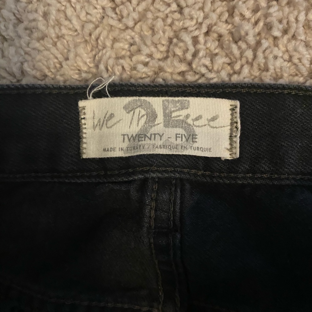 Free people high waisted black cropped jeans. Size 25.